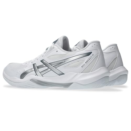 ASICS Women's Gel-Rocket 12 Volleyball Shoes, 8, White/Pure Silver