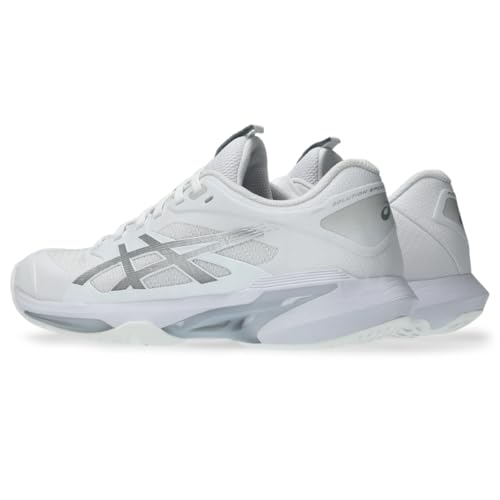 ASICS Women's Solution Speed FlyteFoam 4 Clay Tennis Shoes, 9, White/Pure Silver