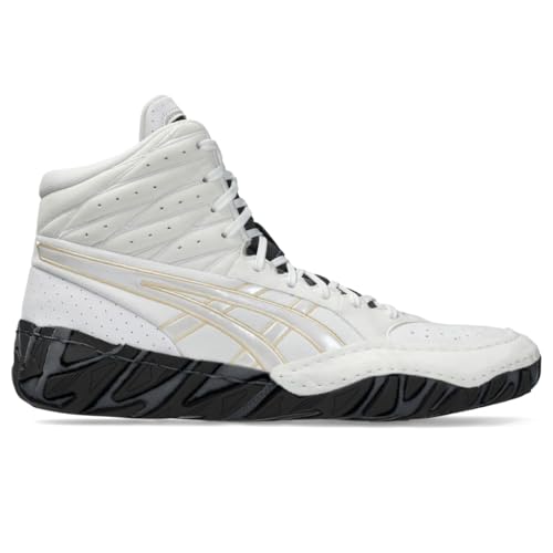ASICS Men's Aggressor 6 Wrestling Shoes, 9.5, White/Champagne