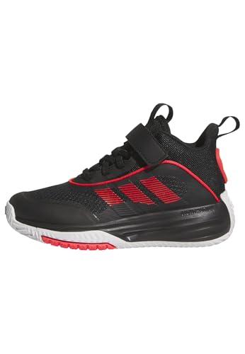 Adidas Unisex-Kids Own The Game 3.0 Mid Top Elastic Lace & Strap Basketball, Black/Lucid Red/White, 5.5
