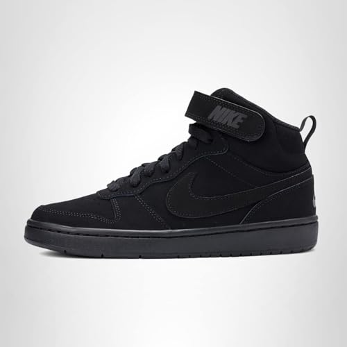 Nike Big Kid's Court Borough Mid 2 Lifestyle Shoes, Black/Black-Black, 5Y