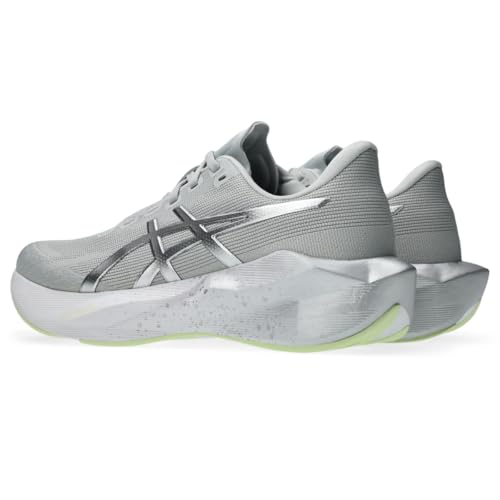 ASICS Mens, Novablast 6 Platinum, Platinum/Glow Green, 8, Medium