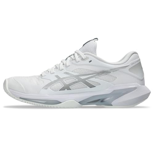 ASICS Women's Solution Speed FF 4 Clay Tennis Shoes, 8, White/Pure Silver