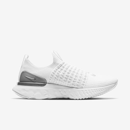Nike React Phantom Run Flyknit 2 CJ0280-100 White-Metallic Silver Women's Running 7.5 US