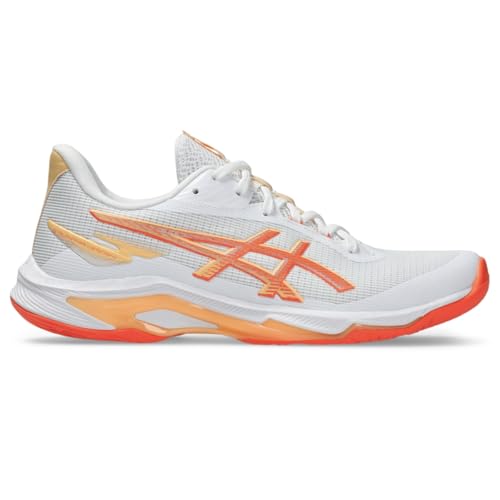 ASICS Women's Netburner Ballistic FlyteFoam 4 Volleyball Shoes, 10, White/Vivid Coral