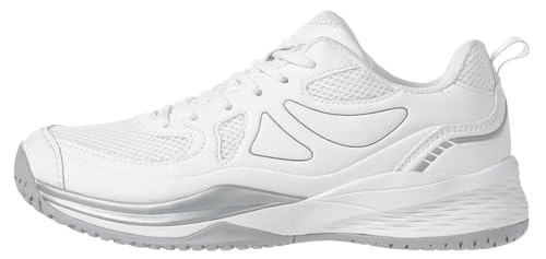 Sisttke Men's Badminton Pickleball Tennis Shoes White/Silver