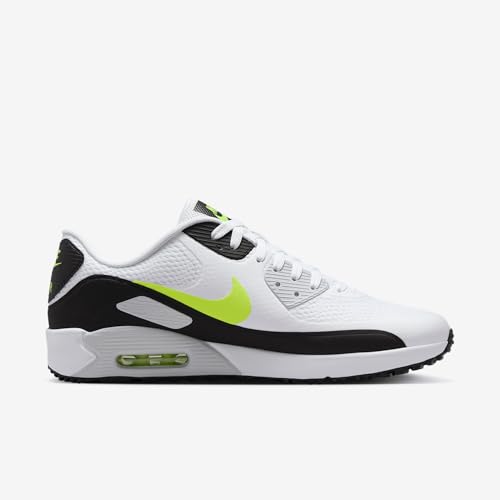 Nike Mens Golf Air Max 90 G Shoes White/Hot Lime 103, Size 9.5