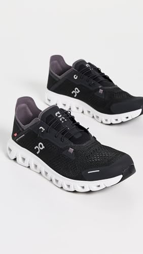 On Men's Cloud 6 Coast Sneakers, Black | White, 10.5 Medium US