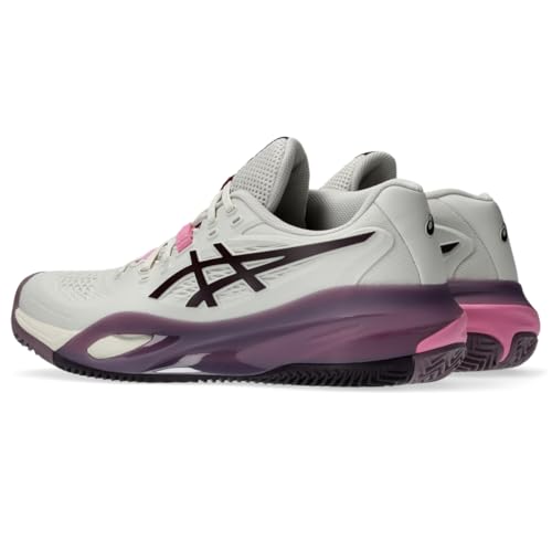 ASICS Women's Gel-Resolution X Clay Tennis Shoes, 9, Soft Oat/Dark Aubergine