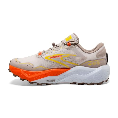 Brooks Men’s Caldera 7 Trail Running Shoe - White Sand/Chateau Gray/Yellow - 10.5 Medium