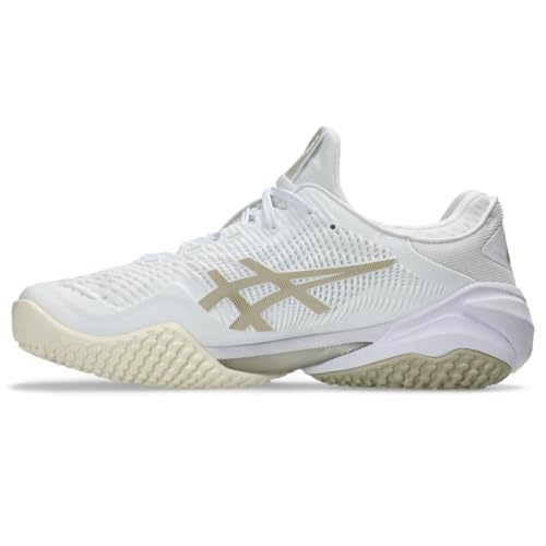 ASICS Men's Court FlyteFoam 3 OC Tennis Shoes, 13, White/Putty