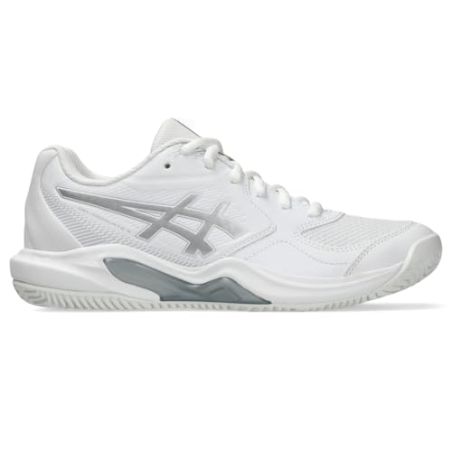 ASICS Women's Gel-Dedicate 9 Clay Tennis Shoes, 7.5, White/Pure Silver