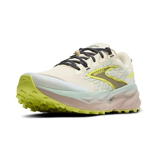 Brooks Women’s Cascadia 19 Mountain Trail Running Shoe - Coconut/Misty Blue/Ebony - 7 Medium