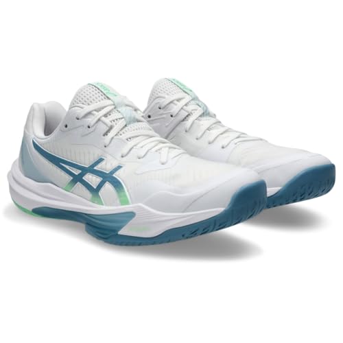 ASICS Men's Sky Elite FlyteFoam 3 Volleyball Shoes, 9.5, White/SABA Blue