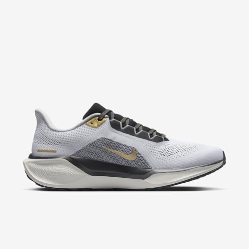 Nike Zoom Pegasus 41 Men's Road-Running Shoes (HQ3220-100, White/Metallic Gold/Light Smoke Grey/Black) Size 8