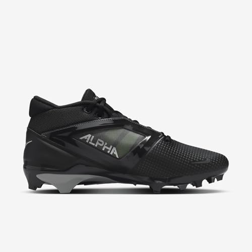 Nike Alpha Menace 4 Pro Football Cleats (FD7037-001, Black/Light Smoke Grey/White) Size 10.5
