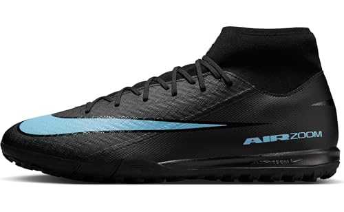 Nike Mercurial Superfly 10 Academy Turf High-Top Soccer Shoes (Black/Ice Blue) Size 12