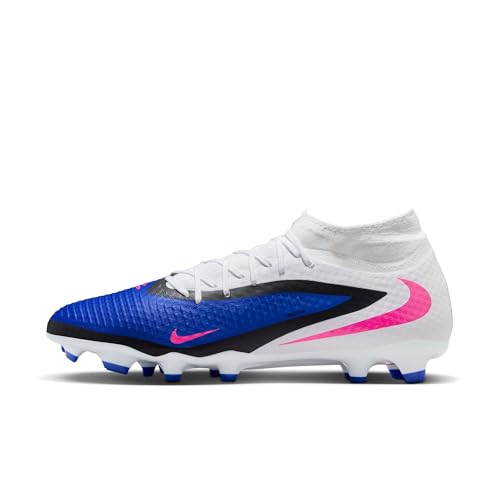 Nike Phantom 6 High Academy Multi-Ground Soccer Cleats (Racer Blue/White/Pink Blast) Size 10