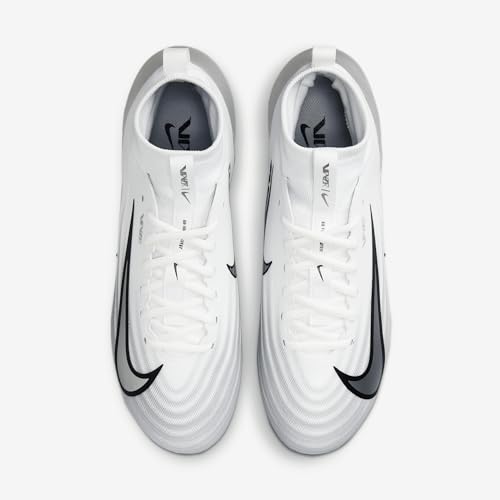 Nike Vapor Pro 1 Football Cleats (FB3298-100, White/Black/Summit White/Metallic Silver) Size 9