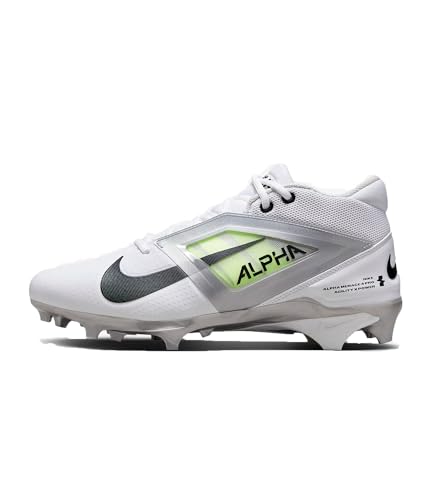 Nike Alpha Menace 4 Pro Football Cleats White/Metallic Silver/Photon Dust/Black FD7037-100 Size 11.5 US Men's