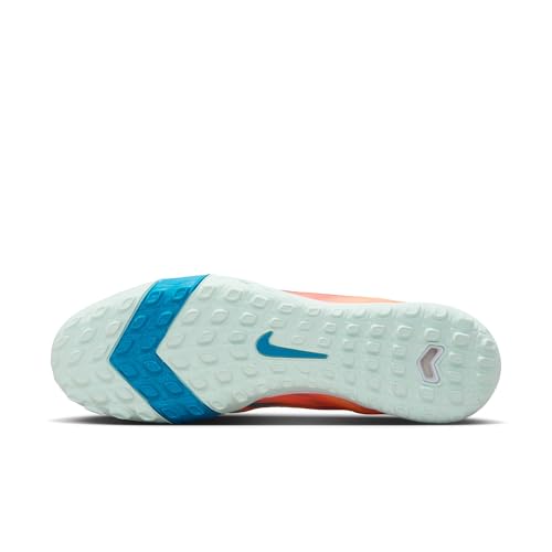 Nike Mercurial Superfly 10 Academy Kylian Mbappe Turf High-Top Soccer Shoes (Melon Tint/Igloo/Neo Turquoise) Size 10.5
