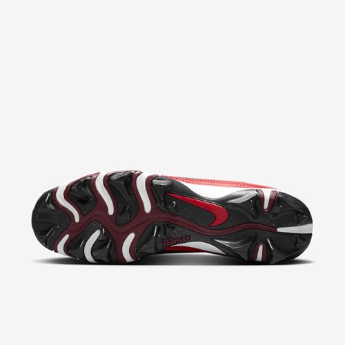 Nike Alpha Menace 4 Shark Football Cleats (FN0028-600, University Red/Metallic Silver/Team Red/White) Size 11