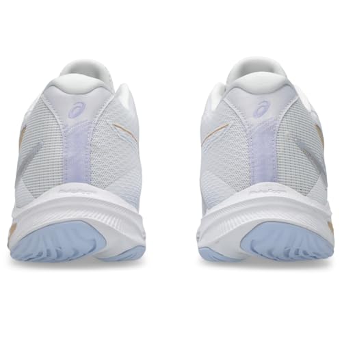 ASICS Women's Netburner Ballistic FlyteFoam Mid Top 4 Volleyball Shoes, 9.5, White/Champagne