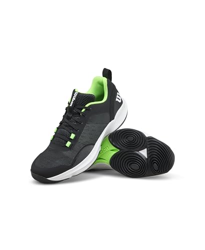 WILSON Hurakn Pro V2 Men's Padel Shoe - Black/White/Green Gecko, Size 10.5 US