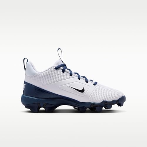 Nike Alpha Menace 4 Shark Big Kids' Football Cleats (White/Midnight Navy/Black) Size 5.5
