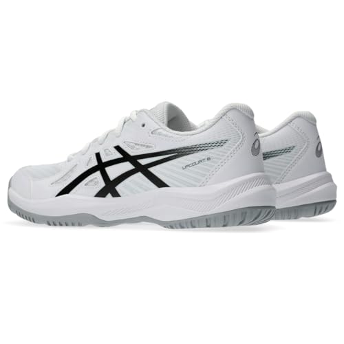 ASICS Kid's Upcourt 6 Grade School Volleyball Shoes, 4.5, White/Black