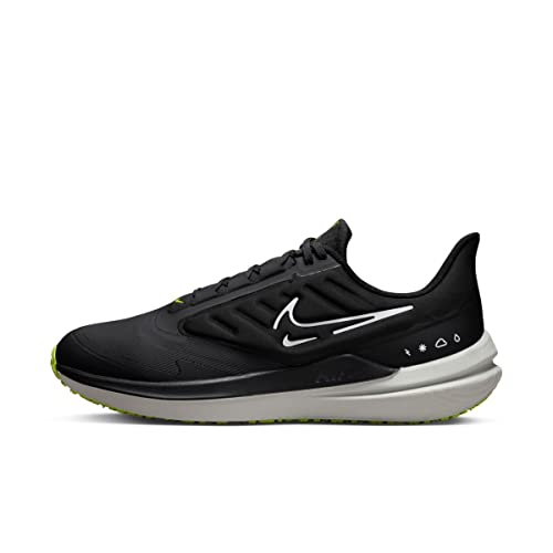 Nike Winflo 9 Shield Men's Weatherized Road Running Shoes (DM1106-001, Black/Dark Smoke Grey/Volt/White) Size 10