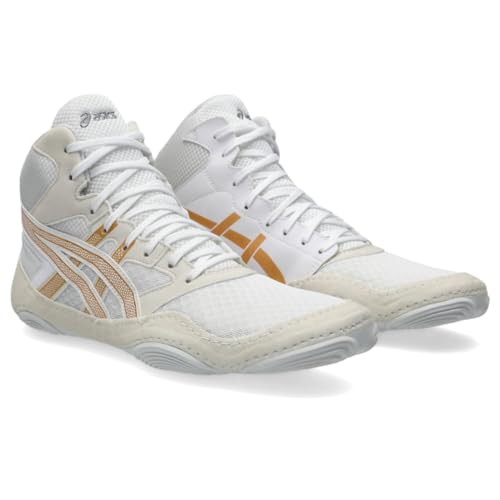 ASICS Men's Snapdown 4 Wrestling Shoes, 9.5, White/Pure Gold