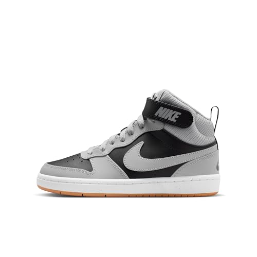 Nike Big Kid's Court Borough Mid 2 Shoes, Black/Light Smoke Grey-White-Gum Medium Brown, 6Y