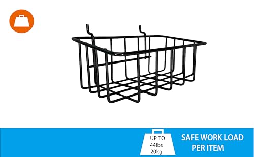 8-Pack Pegboard Baskets & Trays, Container Holders, Pegboard Racks, Wire Shelf, Wall Organizer, Attachments for Organizing Various Tools, Workbench Accessories, Garage Storage (Black)