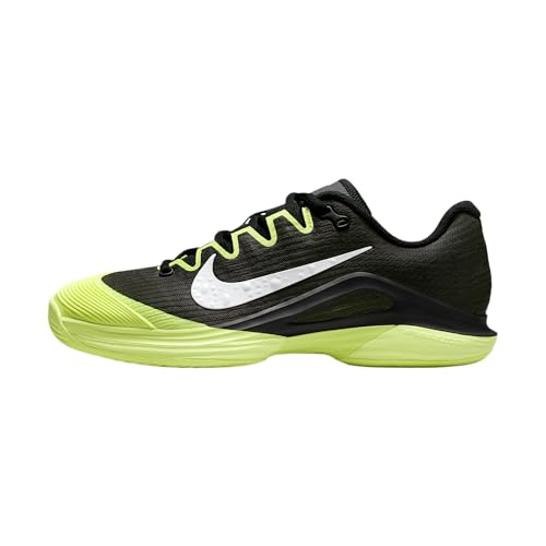 Nike Vapor 12 Women's Hard Court Tennis Shoes (Black/Light Lemon Twist/Blue Ribbon Heather/White) Size 9