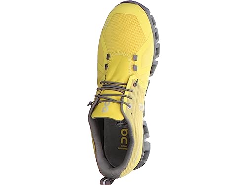On: Cloud 5 Waterproof Men's Running Shoes, Mustard/Rock, 8.5