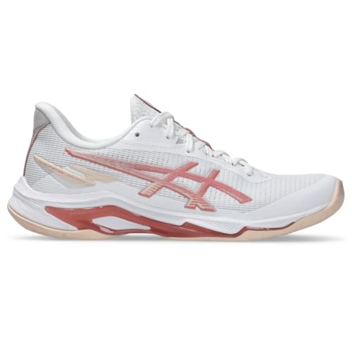 ASICS Women's Netburner Ballistic FlyteFoam 4 Volleyball Shoes, 10, White/Rose Rouge