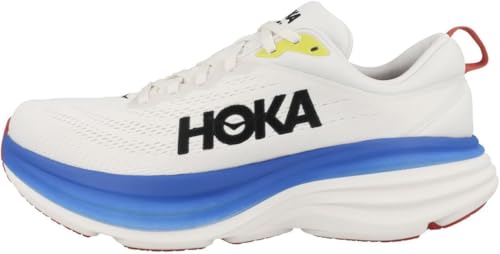 Hoka Men's Bondi 8 Sneaker, Blanc De Blanc/Virtual Blue US Size 10