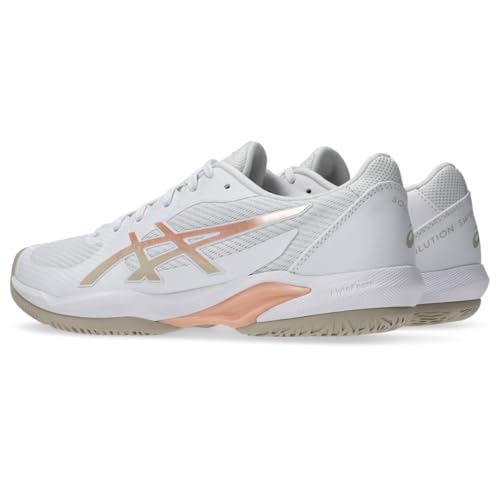 ASICS Women's Solution Swift FF 2 Tennis Shoes, 7.5, White/Cantaloupe