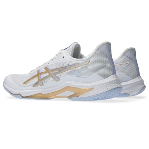 ASICS Women's Netburner Ballistic FlyteFoam 4 Volleyball Shoes, 9.5, White/Champagne