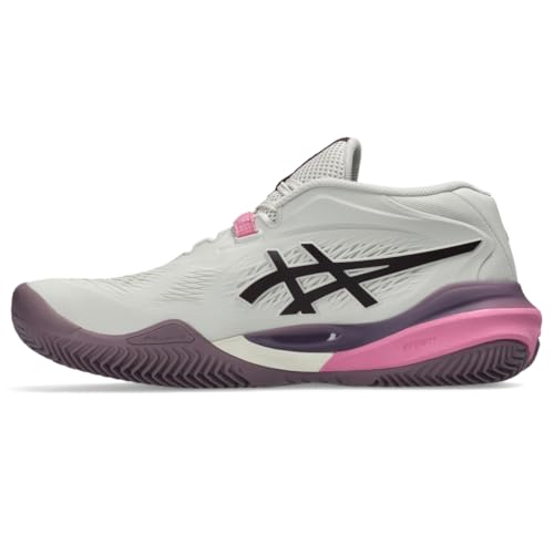 ASICS Women's Gel-Resolution X Clay Tennis Shoes, 9, Soft Oat/Dark Aubergine
