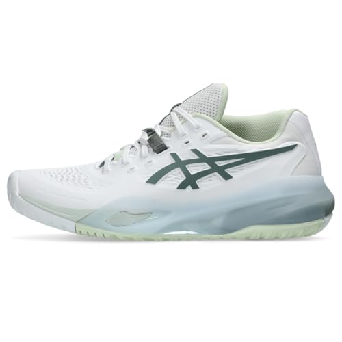 ASICS Women's Gel-Resolution X Tennis Shoes, 9.5, White/Monument Blue
