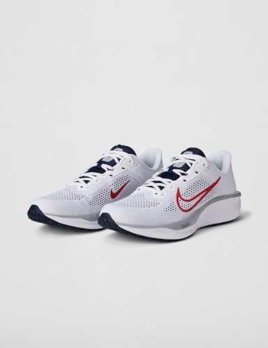 Nike Men's Quest 6 Road Running Shoes, White/University Red-Obsidian-Wolf Grey, 13