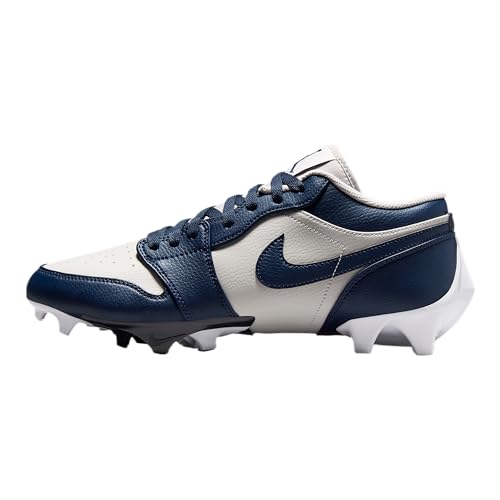 Jordan 1 Low TD Men's Football Cleat (Wolf Grey/White/College Navy) Size 10.5