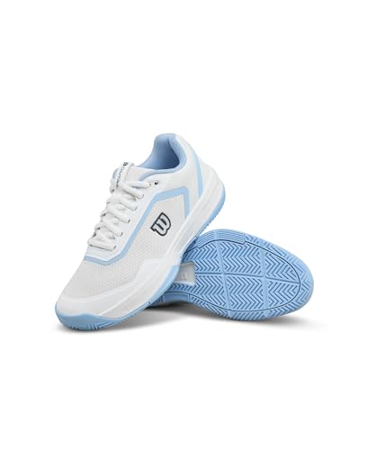 WILSON CourtGlide Women's Tennis Shoe - White/Airy Blue/Navy Blazer, Size 10 US