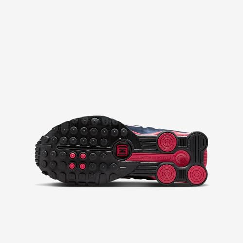 Nike Shox R4 Big Kids' Shoes (Midnight Navy/White/Metallic Silver/Gym Red) Size 7