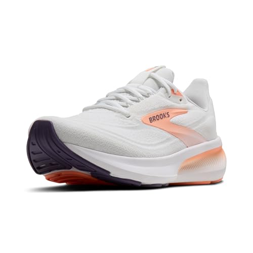 Brooks Women’s Revel 9 Neutral Running & Walking Shoe - White/Cyber Peach/Purple - 9.5 Medium