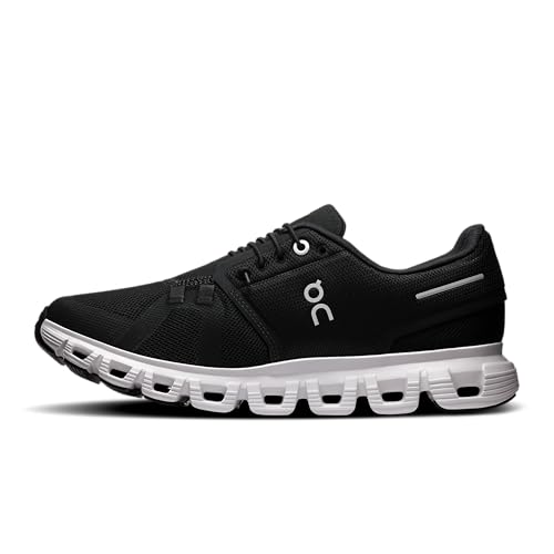 On Women's Cloud 6 Sneakers, Black | White, 8 Medium US