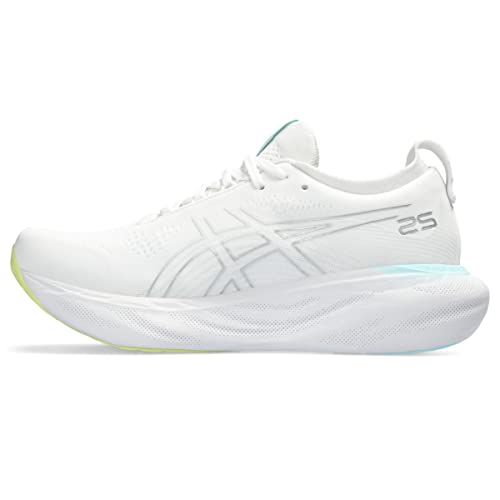 ASICS Women's Gel-Nimbus 25 Running Shoes, 9.5, White/Pure Silver