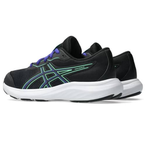 ASICS Kid's Contend 9 Grade School Running Shoes, 3.5, Black/Vital Green